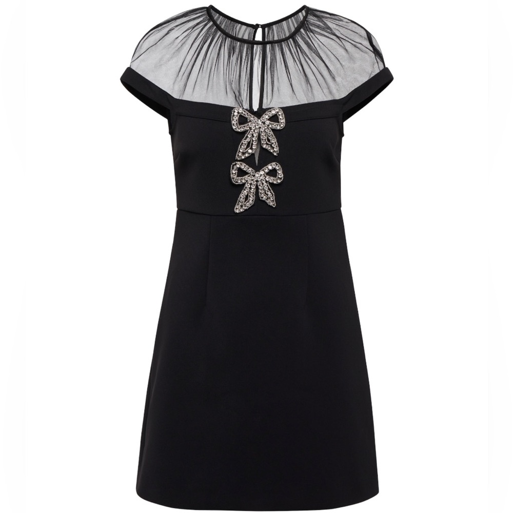Self Portrait Bow-embellished crêpe minidress